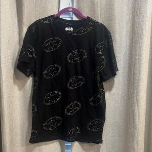 Batman Black Short Sleeve Tee with Repeat Logo